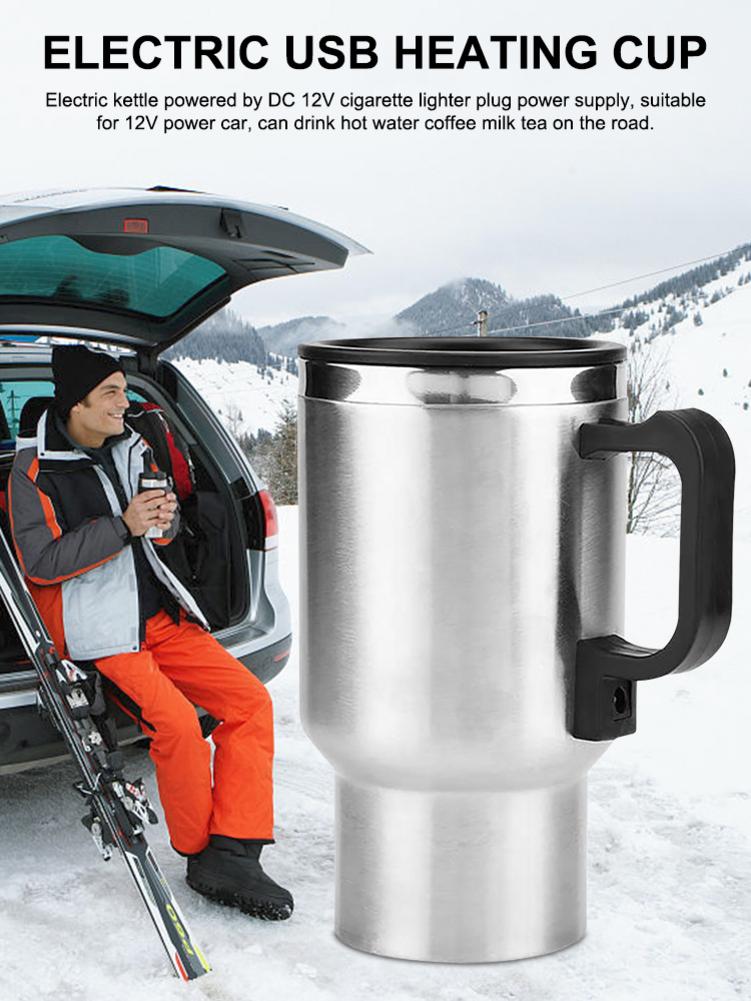 Stainless Steel Vehicle Heating Cup Electric Heating Car Kettle Camping Travel Kettle Water Coffee Milk Thermal Mug