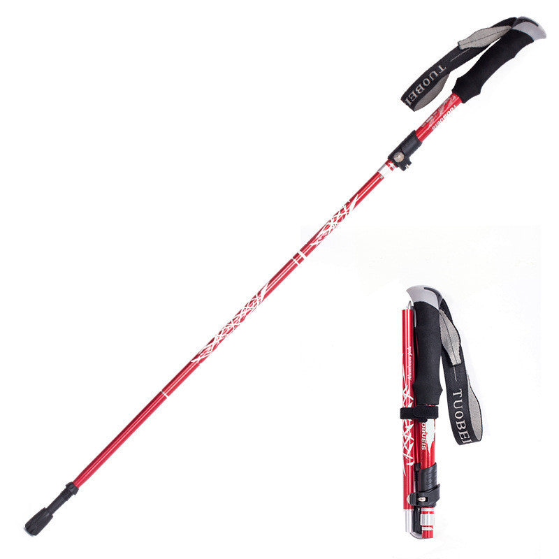 Ultralight Aluminum Alloy 5Sections Walking Poles Adjustable Trekking Poles Telescopic Walking Sticks Anti Shock Hiking Stick